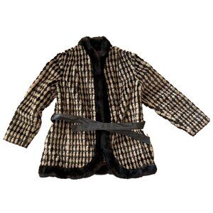 Vintage Faux Fur Brown and Beige patterned Coat Size M - Very 70s